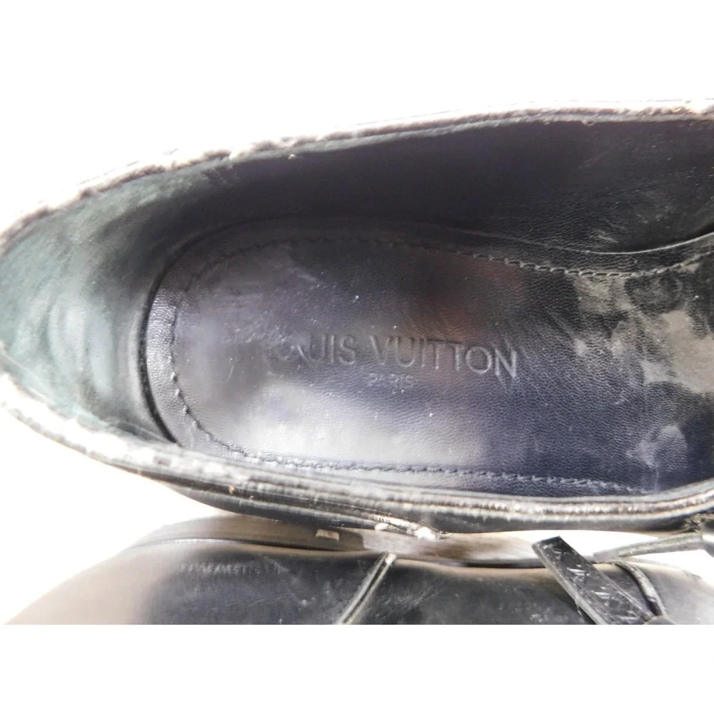 Louis Vuitton Mens Black Leather Single Monk Strap Dress Shoes Size 8M Luxury